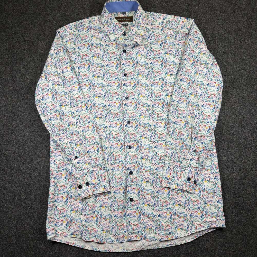 Patrick James Regular Fit Paint Splatter Pattern Button-Front Shirt